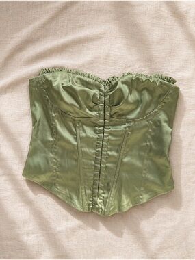 Princess Polly women’s olive Green Satin Corset Bustier Top size 4